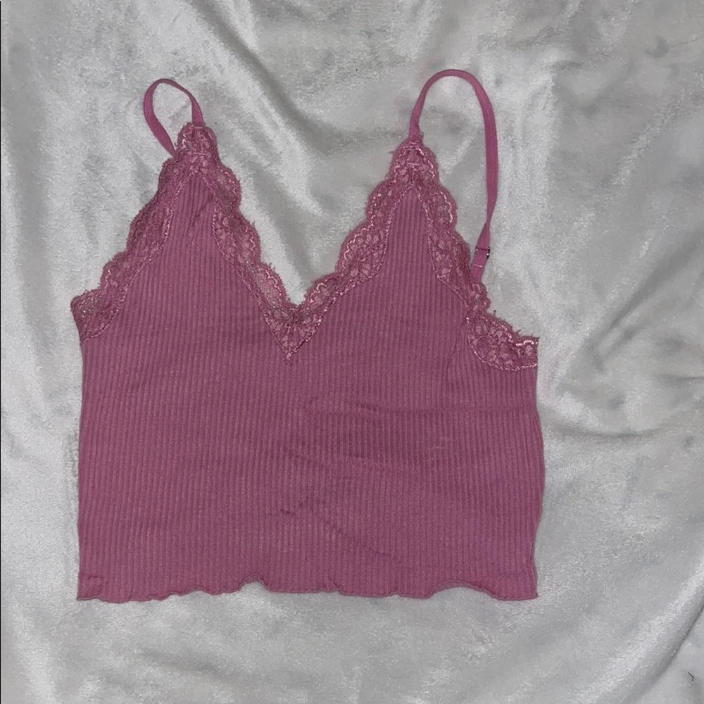 Lace Trim Ribbed Camisole